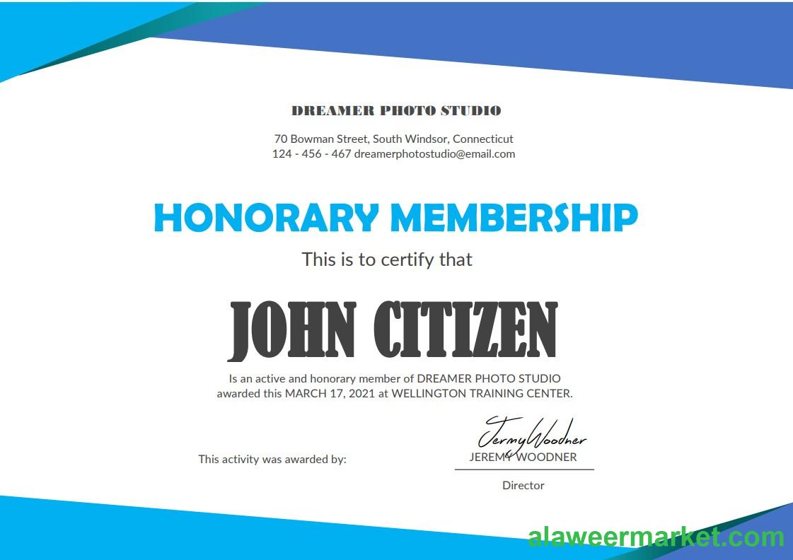 USA Honorary Membership certificate template in Word